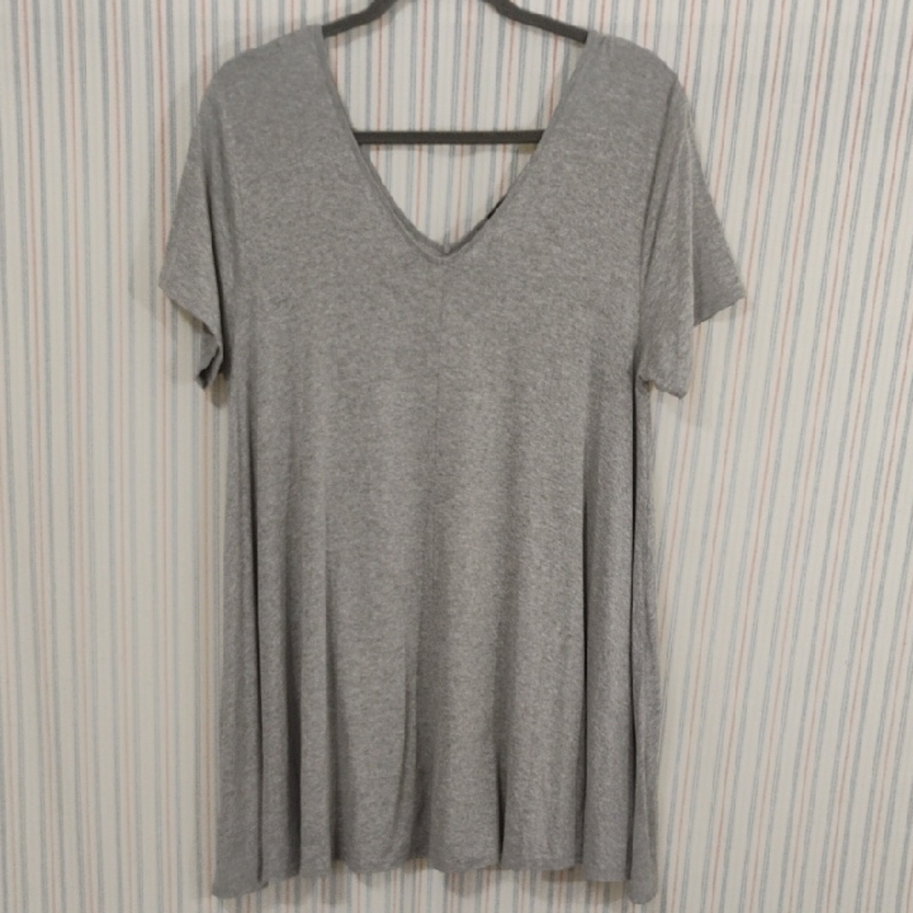 Grace Elements Gray V-Neck Swing T-Shirt L